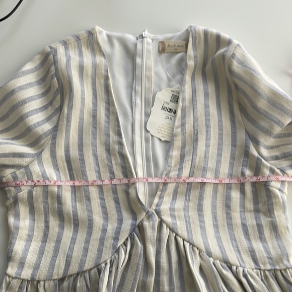 NWT Altar'd State Womans XS Crop Top Striped Long Sleeve Ruffle Hem Zip Up Back - Picture 7 of 9